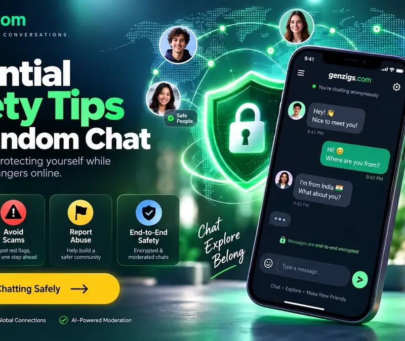 Green security shield beside a phone chat screen showing safe anonymous messaging
