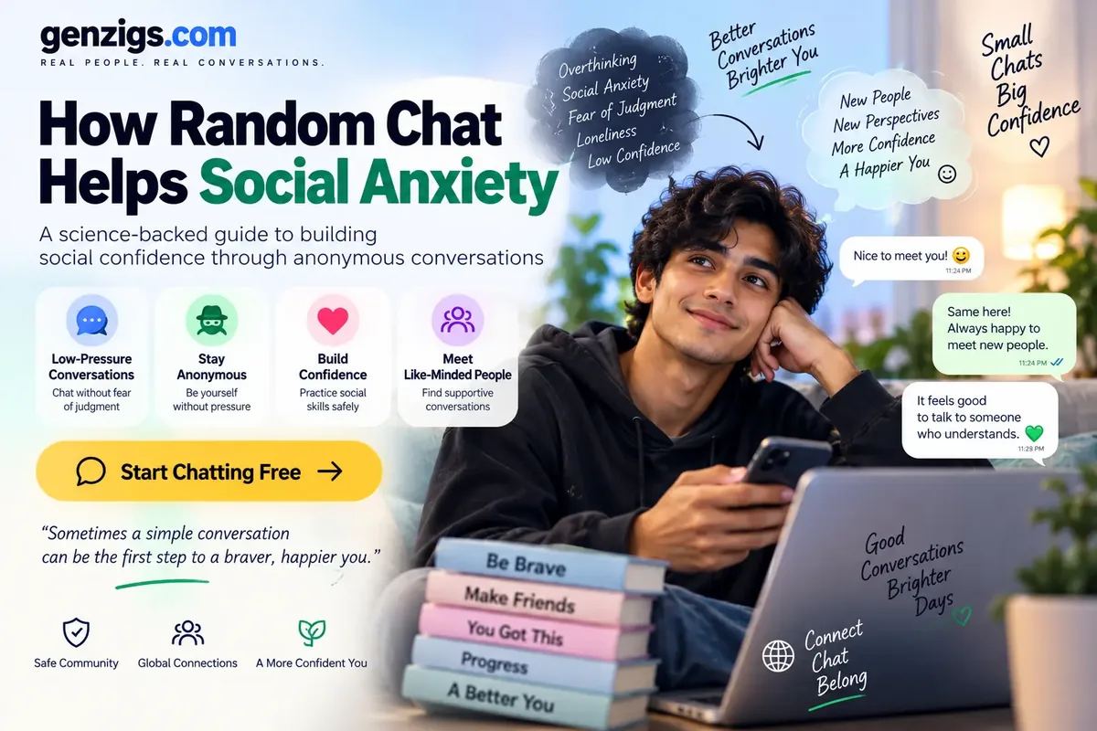 Young man relaxed on a sofa messaging strangers to build social confidence